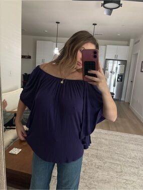 Storm Off-Shoulder Purple Short Sleeve Top